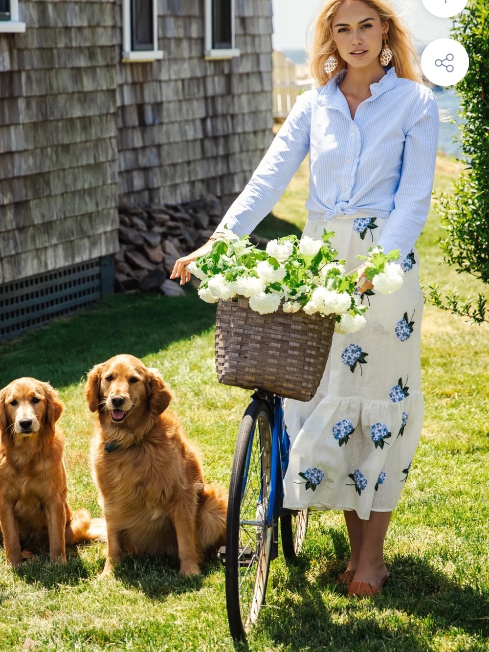 Kiel James Patrick Hydrangea Embroidered Linen Skirt in White - Picture 2 of 9